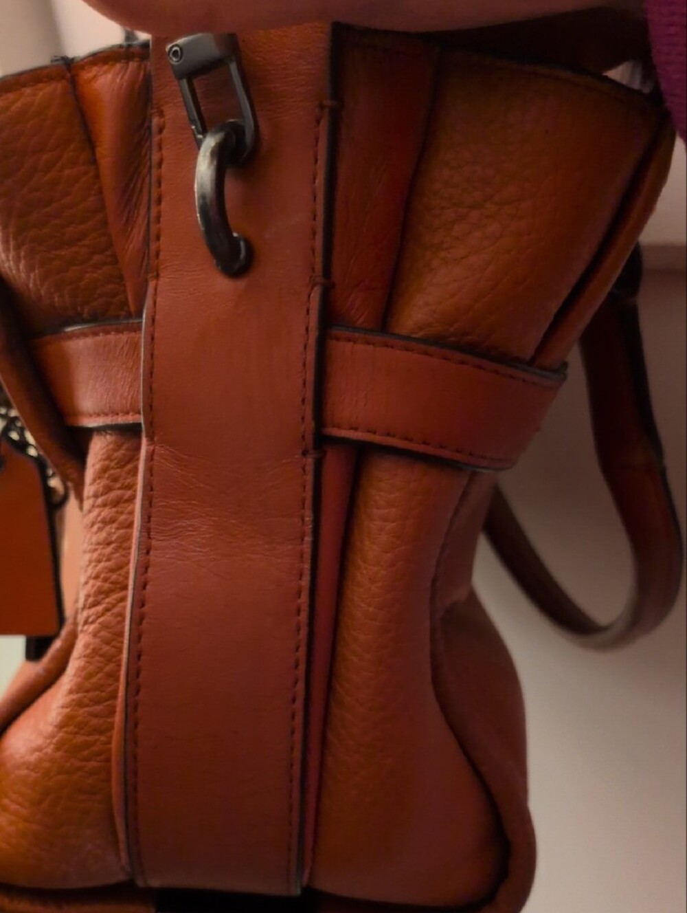 Coach Swagger 27 Pebbled Leather Satchel in Deep Coral L1621-34816 - Picture 9 of 14